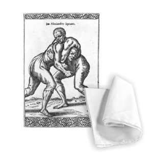  Turkish Wrestlers, illustration from Les   Tea Towel 