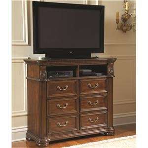 DuBarry Media Chest with Six Drawers & Two Open Component Compartments 