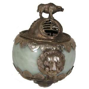  Incense Burner Jade & Silver 