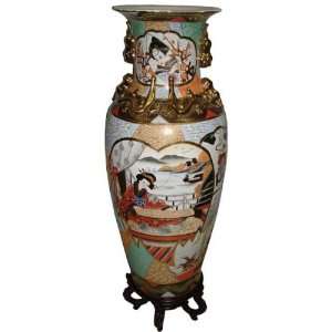 Porcelain floor vase, hand painted with traditional Japanese gold 