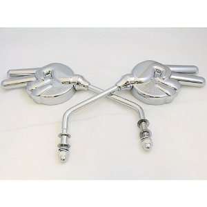  CHROME VICTORY / PEACE HAND SIGN MIRRORS FOR HARLEY MODELS 