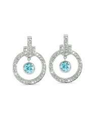 Round Diamond Earrings With Bow Embellishments In 18K White Gold With 