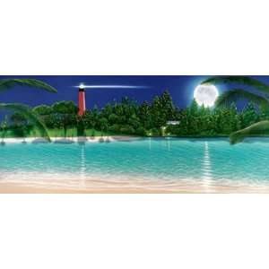  Lighthouse Paradise   Night Wall Mural