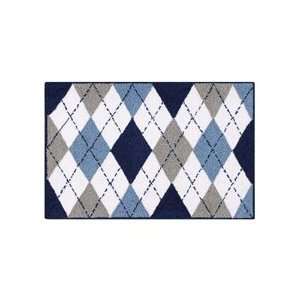  2 x 3 Washable Rug, Argyle Blue