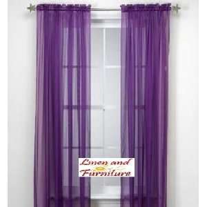  4pc Purple Solid Sheer Window Panel Brand New Curtain 